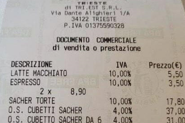 Scontrino “shock” al Caffè di Trieste, il sindaco: “Se hai i soldi vai, altrimenti guardi…”