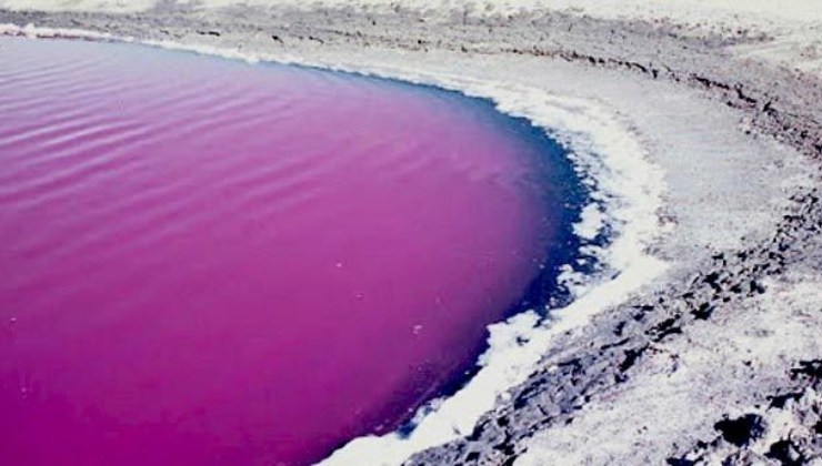 Il lago in colorazione rosso (foto balarm) - teleone.it